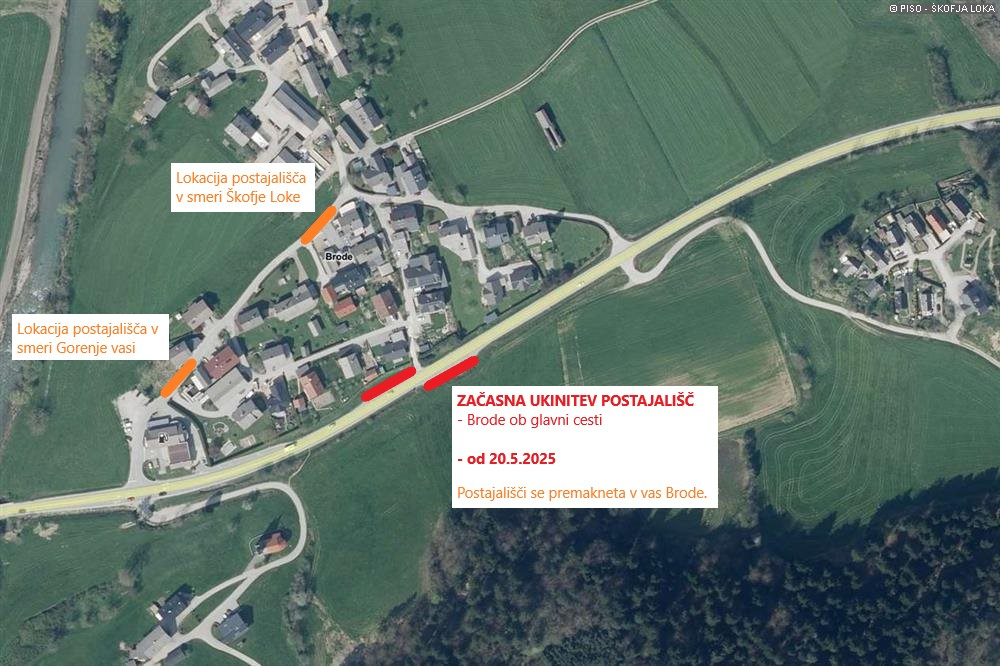 We would like to inform you about the temporary closure of the Brode bus stops on the main road due to roadworks.