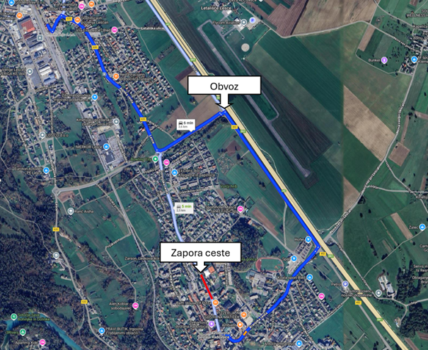 Obveščamo vas, da bo zaradi gradbenih del od četrtka, 5. junija 2025, do srede, 11. junija 2025, popolna zapora ceste med Radovljico in Lescami.