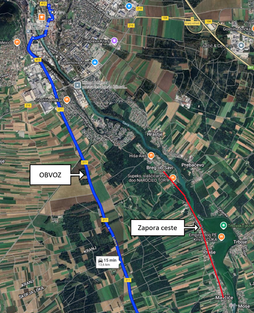 Obveščamo vas, da bo v sredo, 23. 7. 2025 od 7.00 do 19.00, zaradi asfaltiranja cestišča popolna zapora ceste Mavčiče - Breg ob Savi. Obvoz bo potekal preko Jeprce. Vsa postajališča od Kranj Labore Draksler do Podreče maln bodo v času trajanja zapore v obe smeri neaktivna