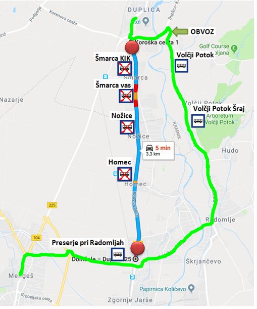 Dear passengers please be informed that on the 20. 9. 2018, from 8:00 o'clock on till 22. 9. 2018, there will be a COMPLEET ROAD CLOSURE of the regional road Šmarca – Homec.