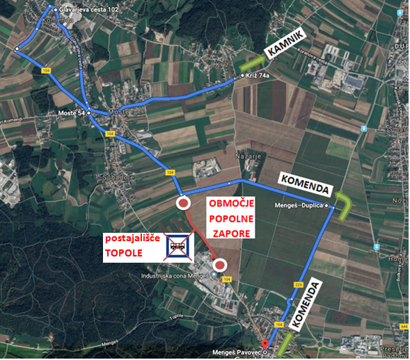 Obveščamo vas, da bo od sobote, 22. 6. 2019 do nedelje 7. 7. 2019 uvedena POPOLNA ZAPORA ceste Mengeš-Moste.