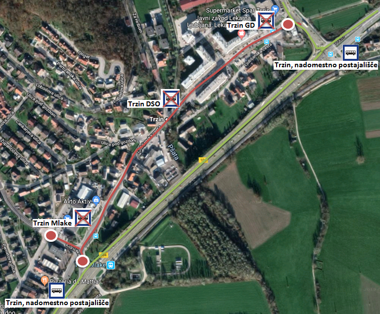 Dear passengers please be informed that on Saturday, 15. 6. 2019 a COMPLETE ROAD CLOSURE of Kidričeva ulica on area of crossroad in Ljubljanska cesta and Trzin.
