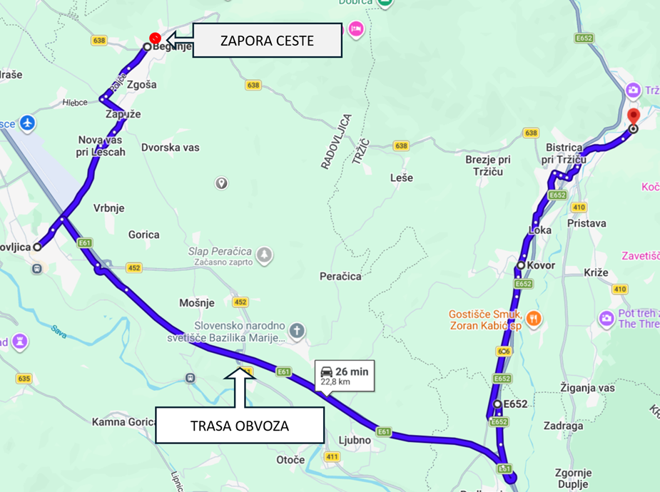 Zaradi zapore ceste začasno ukinjena postajališča med Begunjami in Tržičem 3 image 15